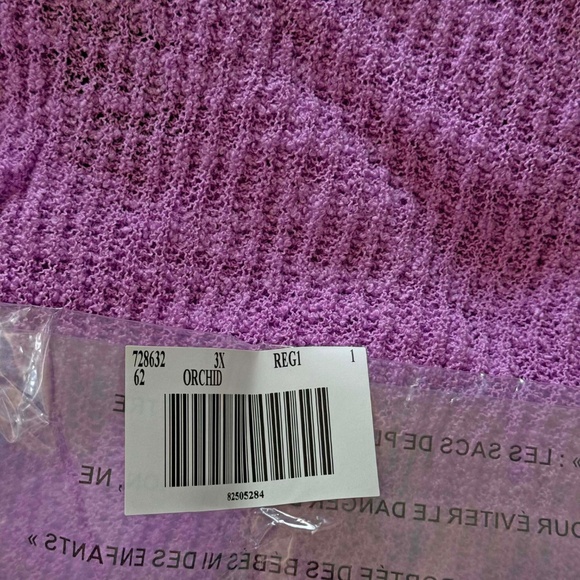 SWEATER, PULLOVER, Sz 3X, ORCHID, BOAT NECK, NICE PATTERN, ¾ SLEEVES, ACRYLIC - Picture 5 of 6